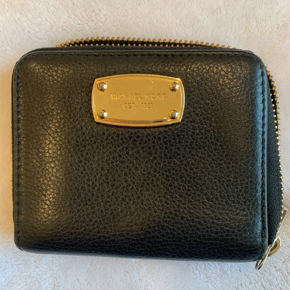 Michael Kors, O/S, Black Leather Wallet